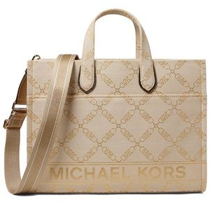 ✨NWT MICHAEL Michael Kors Gigi Large
Chain-Link Monogram Grab Tote Bag